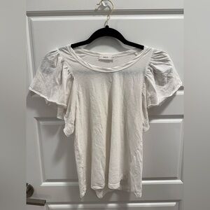 A.L.C. White Flutter Sleeve Cotton Shirt